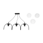 GloboStar® FLASHO 201-0111 Vintage Κρεμαστό Φωτιστικό Οροφής Ράγα Τρίφωτο 3 x E27 IP20 Μαύρο Μέταλλο με Γαλακτερό Γυαλί - Μ50 x Π25 x Υ70cm - Image 8