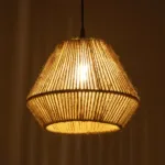 GloboStar® GLARO 201-0112 Vintage Κρεμαστό Φωτιστικό Καμπάνα Μονόφωτο 1 x E27 IP20 Μαύρο Μέταλλο με Μπεζ Σχοινί - Μ30 x Π30 x Υ70cm - Image 2