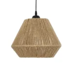 GloboStar® GLARO 201-0112 Vintage Κρεμαστό Φωτιστικό Καμπάνα Μονόφωτο 1 x E27 IP20 Μαύρο Μέταλλο με Μπεζ Σχοινί - Μ30 x Π30 x Υ70cm - Image 4