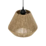 GloboStar® GLARO 201-0112 Vintage Κρεμαστό Φωτιστικό Καμπάνα Μονόφωτο 1 x E27 IP20 Μαύρο Μέταλλο με Μπεζ Σχοινί - Μ30 x Π30 x Υ70cm - Image 6