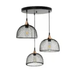 GloboStar® FLICKA 201-0113 Vintage Κρεμαστό Φωτιστικό Πλέγμα Τρίφωτο 3 x E27 IP20 Μαύρο Μέταλλο- Μ40 x Π40 x Υ70cm - Image 3