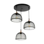 GloboStar® FLICKA 201-0113 Vintage Κρεμαστό Φωτιστικό Πλέγμα Τρίφωτο 3 x E27 IP20 Μαύρο Μέταλλο- Μ40 x Π40 x Υ70cm - Image 4