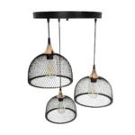 GloboStar® FLICKA 201-0113 Vintage Κρεμαστό Φωτιστικό Πλέγμα Τρίφωτο 3 x E27 IP20 Μαύρο Μέταλλο- Μ40 x Π40 x Υ70cm - Image 5