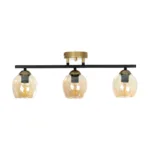 GLOBOSTAR® RADIUS 201-0122 Vintage Φωτιστικό Οροφής με Ντουί 3 x E27 AC 220-240V IP20 - Χρυσό, Μαύρο & Διάφανο- Μ60 x Π13 x Υ16cm - Image 3