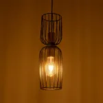 GLOBOSTAR® LAVERA 201-0024 Vintage Κρεμαστό Φωτιστικό Οροφής με Ντουί 1 x E27 AC 220-240V IP20 - Χρυσό & Λευκό - Μ14 x Π14 x Υ44cm - Image 2