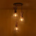 GLOBOSTAR® FLIXIO 201-0126 Vintage Κρεμαστό Φωτιστικό Οροφής με Ντουί 3 x E27 AC 220-240V IP20 - Χρυσό - Μ40 x Π40 x Υ70cm - Image 2