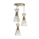 GLOBOSTAR® FLIXIO 201-0126 Vintage Κρεμαστό Φωτιστικό Οροφής με Ντουί 3 x E27 AC 220-240V IP20 - Χρυσό - Μ40 x Π40 x Υ70cm - Image 3