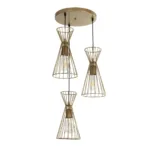 GLOBOSTAR® FLIXIO 201-0126 Vintage Κρεμαστό Φωτιστικό Οροφής με Ντουί 3 x E27 AC 220-240V IP20 - Χρυσό - Μ40 x Π40 x Υ70cm - Image 4