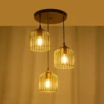 GLOBOSTAR® FLIXIO 201-0138 Vintage Κρεμαστό Φωτιστικό Οροφής με Ντουί 3 x E27 AC 220-240V IP20 - Χρυσό - Μ30 x Π30 x Υ70cm