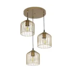 GLOBOSTAR® FLIXIO 201-0138 Vintage Κρεμαστό Φωτιστικό Οροφής με Ντουί 3 x E27 AC 220-240V IP20 - Χρυσό - Μ30 x Π30 x Υ70cm - Image 3