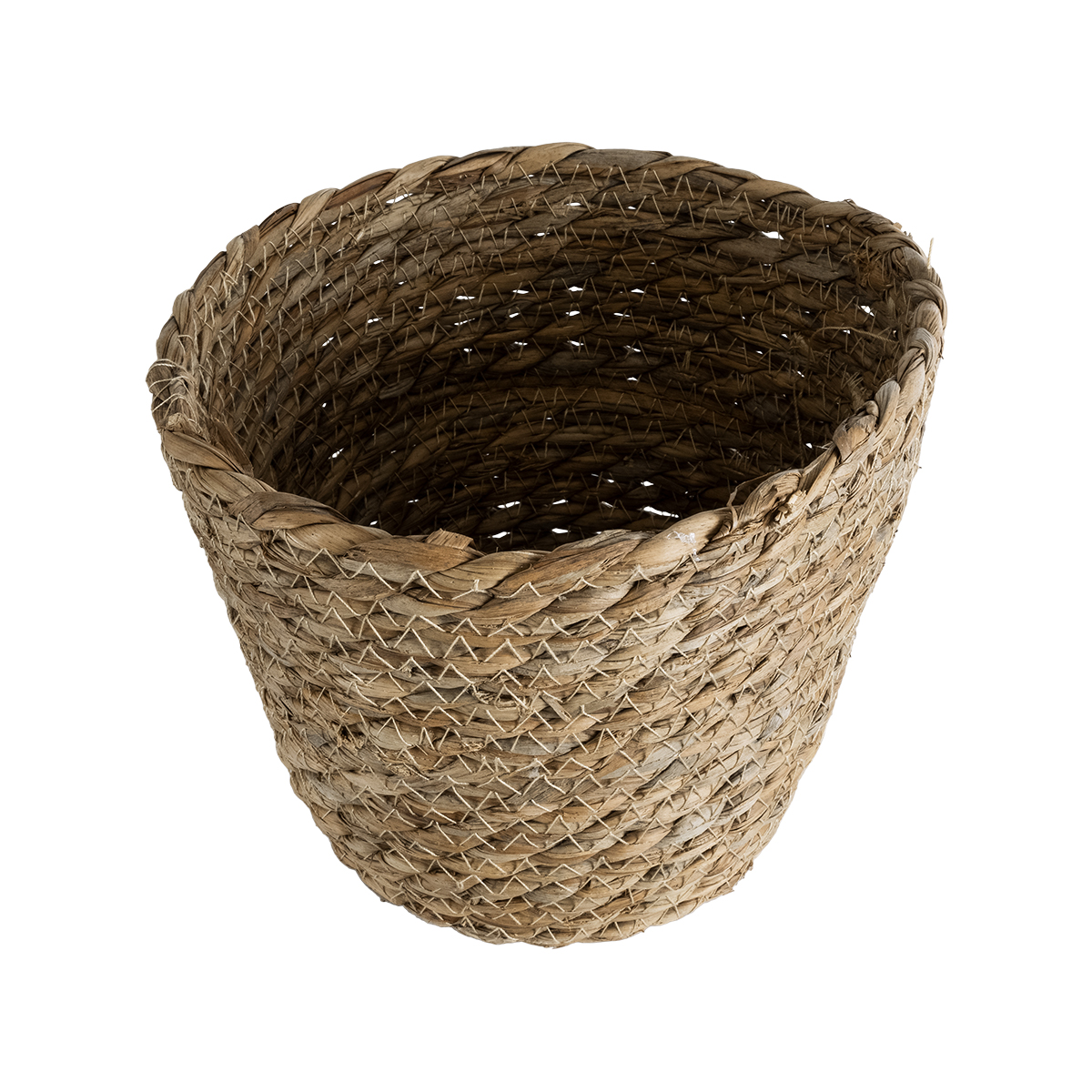 GloboStar® Artificial Garden PATMOS 20270 Διακοσμητικό Πλεκτό Καλάθι - Κασπώ Γλάστρα - Flower Pot Καφέ Φ22 x Υ17cm - Image 3