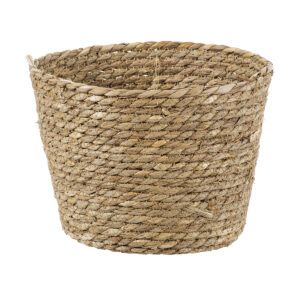 GloboStar® Artificial Garden PATMOS 20271 Διακοσμητικό Πλεκτό Καλάθι - Κασπώ Γλάστρα - Flower Pot Μπεζ Φ25cm x Υ19cm