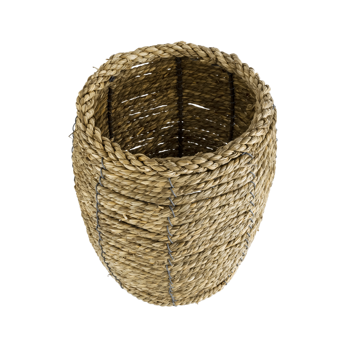 GloboStar® Artificial Garden THASSOS 20295 Διακοσμητικό Πλεκτό Καλάθι - Κασπώ Γλάστρα - Flower Pot Μπεζ Φ18 x Υ24cm - Image 2