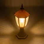 GloboStar® ENGLAND 202-0010 Vintage Επιδαπέδιο Φωτιστικό Φαναράκι Μονόφωτο 1 x E27 IP44 Λευκό Πλαστικό - Μ20 x Π20 x Υ45cm - Image 2