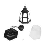 GloboStar® ENGLAND 202-0013 Vintage Κρεμαστό Φωτιστικό Φαναράκι Μονόφωτο 1 x E27 IP44 Μαύρο Πλαστικό - Μ20 x Π20 x Υ55cm - Image 8