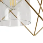GloboStar® PLEX 202-0036 Μοντέρνο Κρεμαστό Φωτιστικό Πλέγμα Τρίφωτο 3 x E27 IP20 Χρυσό Μέταλλο με Διάφανο Γυαλί - Μ55 x Π20 x Υ70cm - Image 8