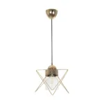 GloboStar® PLEX 202-0037 Μοντέρνο Κρεμαστό Φωτιστικό Πλέγμα Μονόφωτο 1 x E27 IP20 Χρυσό Μέταλλο με Διάφανο Γυαλί - Μ20 x Π20 x Υ70cm - Image 3