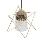 GloboStar® PLEX 202-0037 Μοντέρνο Κρεμαστό Φωτιστικό Πλέγμα Μονόφωτο 1 x E27 IP20 Χρυσό Μέταλλο με Διάφανο Γυαλί - Μ20 x Π20 x Υ70cm - Image 5