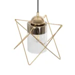 GloboStar® PLEX 202-0037 Μοντέρνο Κρεμαστό Φωτιστικό Πλέγμα Μονόφωτο 1 x E27 IP20 Χρυσό Μέταλλο με Διάφανο Γυαλί - Μ20 x Π20 x Υ70cm - Image 6