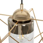 GloboStar® PLEX 202-0037 Μοντέρνο Κρεμαστό Φωτιστικό Πλέγμα Μονόφωτο 1 x E27 IP20 Χρυσό Μέταλλο με Διάφανο Γυαλί - Μ20 x Π20 x Υ70cm - Image 7