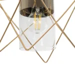 GloboStar® PLEX 202-0037 Μοντέρνο Κρεμαστό Φωτιστικό Πλέγμα Μονόφωτο 1 x E27 IP20 Χρυσό Μέταλλο με Διάφανο Γυαλί - Μ20 x Π20 x Υ70cm - Image 8