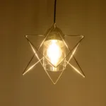 GloboStar® PLEX 202-0038 Μοντέρνο Κρεμαστό Φωτιστικό Πλέγμα Μονόφωτο 1 x E27 IP20 Ασημί Μέταλλο με Διάφανο Γυαλί - Μ20 x Π20 x Υ70cm - Image 2