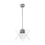 GloboStar® PLEX 202-0038 Μοντέρνο Κρεμαστό Φωτιστικό Πλέγμα Μονόφωτο 1 x E27 IP20 Ασημί Μέταλλο με Διάφανο Γυαλί - Μ20 x Π20 x Υ70cm - Image 3