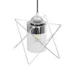 GloboStar® PLEX 202-0038 Μοντέρνο Κρεμαστό Φωτιστικό Πλέγμα Μονόφωτο 1 x E27 IP20 Ασημί Μέταλλο με Διάφανο Γυαλί - Μ20 x Π20 x Υ70cm - Image 6