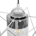 GloboStar® PLEX 202-0038 Μοντέρνο Κρεμαστό Φωτιστικό Πλέγμα Μονόφωτο 1 x E27 IP20 Ασημί Μέταλλο με Διάφανο Γυαλί - Μ20 x Π20 x Υ70cm - Image 7