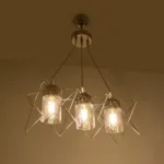 GloboStar® PLEX 202-0039 Μοντέρνο Κρεμαστό Φωτιστικό Πλέγμα Τρίφωτο 3 x E27 IP20 Ασημί Μέταλλο με Διάφανο Γυαλί - Μ55 x Π20 x Υ70cm - Image 2