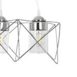 GloboStar® PLEX 202-0039 Μοντέρνο Κρεμαστό Φωτιστικό Πλέγμα Τρίφωτο 3 x E27 IP20 Ασημί Μέταλλο με Διάφανο Γυαλί - Μ55 x Π20 x Υ70cm - Image 6