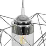 GloboStar® PLEX 202-0039 Μοντέρνο Κρεμαστό Φωτιστικό Πλέγμα Τρίφωτο 3 x E27 IP20 Ασημί Μέταλλο με Διάφανο Γυαλί - Μ55 x Π20 x Υ70cm - Image 7