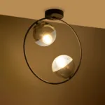 GloboStar® CITY 202-0040 Μοντέρνο Φωτιστικό Οροφής Μπάλα Δίφωτο 2 x E27 IP20 Μαύρο Μέταλλο με Διάφανο Γυαλί - Μ45 x Π15 x Υ55cm - Image 2