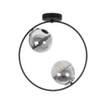 GloboStar® CITY 202-0040 Μοντέρνο Φωτιστικό Οροφής Μπάλα Δίφωτο 2 x E27 IP20 Μαύρο Μέταλλο με Διάφανο Γυαλί - Μ45 x Π15 x Υ55cm - Image 3