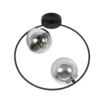 GloboStar® CITY 202-0040 Μοντέρνο Φωτιστικό Οροφής Μπάλα Δίφωτο 2 x E27 IP20 Μαύρο Μέταλλο με Διάφανο Γυαλί - Μ45 x Π15 x Υ55cm - Image 4