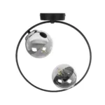 GloboStar® CITY 202-0040 Μοντέρνο Φωτιστικό Οροφής Μπάλα Δίφωτο 2 x E27 IP20 Μαύρο Μέταλλο με Διάφανο Γυαλί - Μ45 x Π15 x Υ55cm - Image 5