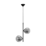 GloboStar® CITY 202-0042 Μοντέρνο Κρεμαστό Φωτιστικό Μπάλα Δίφωτο 2 x E27 IP20 Μαύρο Μέταλλο με Διάφανο Γυαλί - Μ40 x Π40 x Υ80cm - Image 3