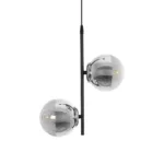 GloboStar® CITY 202-0042 Μοντέρνο Κρεμαστό Φωτιστικό Μπάλα Δίφωτο 2 x E27 IP20 Μαύρο Μέταλλο με Διάφανο Γυαλί - Μ40 x Π40 x Υ80cm - Image 4