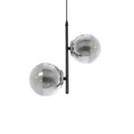 GloboStar® CITY 202-0042 Μοντέρνο Κρεμαστό Φωτιστικό Μπάλα Δίφωτο 2 x E27 IP20 Μαύρο Μέταλλο με Διάφανο Γυαλί - Μ40 x Π40 x Υ80cm - Image 5