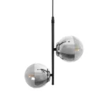 GloboStar® CITY 202-0042 Μοντέρνο Κρεμαστό Φωτιστικό Μπάλα Δίφωτο 2 x E27 IP20 Μαύρο Μέταλλο με Διάφανο Γυαλί - Μ40 x Π40 x Υ80cm - Image 6