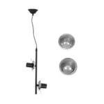 GloboStar® CITY 202-0042 Μοντέρνο Κρεμαστό Φωτιστικό Μπάλα Δίφωτο 2 x E27 IP20 Μαύρο Μέταλλο με Διάφανο Γυαλί - Μ40 x Π40 x Υ80cm - Image 9