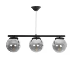 GloboStar® CITY 202-0043 Μοντέρνο Κρεμαστό Φωτιστικό Μπάλα Τρίφωτο 3 x E27 IP20 Μαύρο Μέταλλο με Διάφανο Γυαλί - Μ55 x Π15 x Υ43cm - Image 3