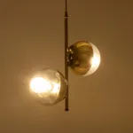 GloboStar® CITY 202-0044 Μοντέρνο Κρεμαστό Φωτιστικό Μπάλα Δίφωτο 2 x E27 IP20 Χρυσό Μέταλλο με Διάφανο Γυαλί - Μ40 x Π40 x Υ80cm - Image 2