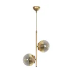 GloboStar® CITY 202-0044 Μοντέρνο Κρεμαστό Φωτιστικό Μπάλα Δίφωτο 2 x E27 IP20 Χρυσό Μέταλλο με Διάφανο Γυαλί - Μ40 x Π40 x Υ80cm - Image 3