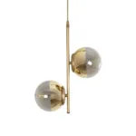 GloboStar® CITY 202-0044 Μοντέρνο Κρεμαστό Φωτιστικό Μπάλα Δίφωτο 2 x E27 IP20 Χρυσό Μέταλλο με Διάφανο Γυαλί - Μ40 x Π40 x Υ80cm - Image 4