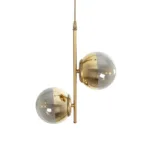 GloboStar® CITY 202-0044 Μοντέρνο Κρεμαστό Φωτιστικό Μπάλα Δίφωτο 2 x E27 IP20 Χρυσό Μέταλλο με Διάφανο Γυαλί - Μ40 x Π40 x Υ80cm - Image 6