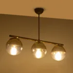 GloboStar® CITY 202-0045 Μοντέρνο Κρεμαστό Φωτιστικό Μπάλα Τρίφωτο 3 x E27 IP20 Χρυσό Μέταλλο με Διάφανο Γυαλί - Μ55 x Π15 x Υ43cm - Image 2