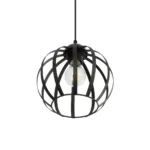 GloboStar® LUSE 202-0048 Μοντέρνο Κρεμαστό Φωτιστικό Πλέγμα Μονόφωτο 1 x E27 IP20 Μαύρο Μέταλλο- Μ24 x Π24 x Υ70cm - Image 5