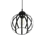 GloboStar® LUSE 202-0048 Μοντέρνο Κρεμαστό Φωτιστικό Πλέγμα Μονόφωτο 1 x E27 IP20 Μαύρο Μέταλλο- Μ24 x Π24 x Υ70cm - Image 6