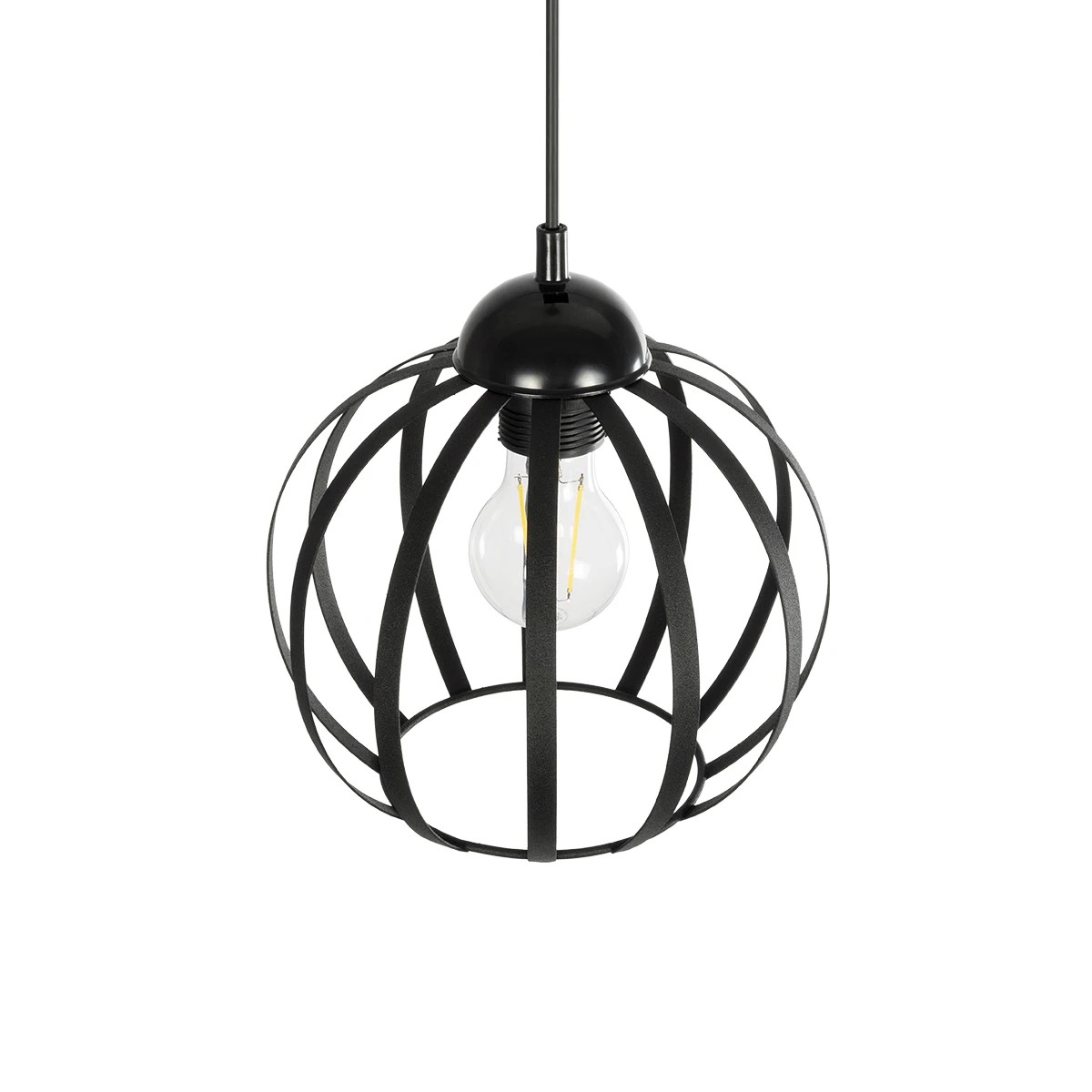 GloboStar® LUSE 202-0048 Μοντέρνο Κρεμαστό Φωτιστικό Πλέγμα Μονόφωτο 1 x E27 IP20 Μαύρο Μέταλλο- Μ24 x Π24 x Υ70cm - Image 6